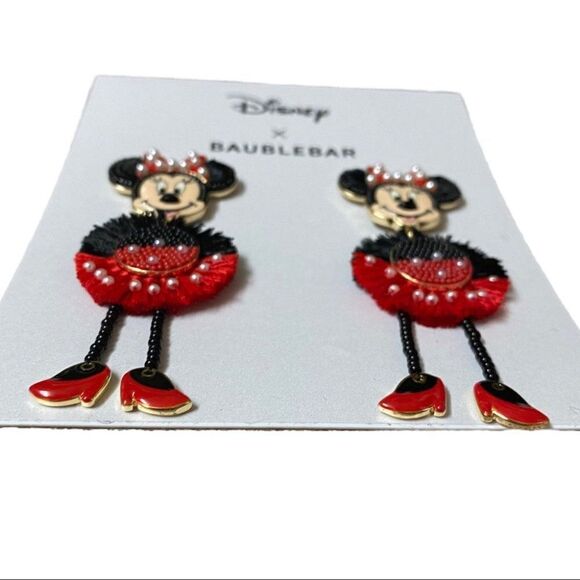 Disney x Baublebar Dangle Earrings Mickey / Minnie Body Fringe Ears Gift Holiday - Picture 3 of 15